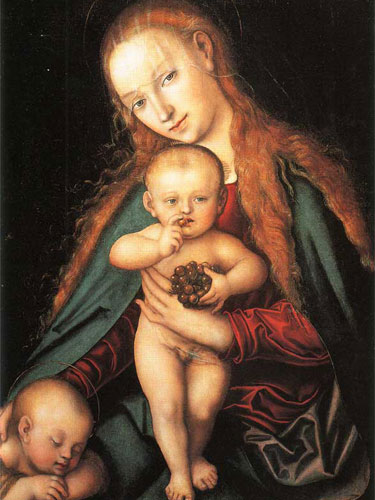 Madonna con bambino e giovanni battista dormiente di Lucas Cranach 
